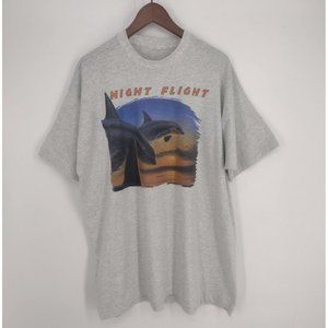 Vintage 90s Night Flight Killer Whales Orca Ocean Single Stitch T-Shirt Mens 2XL